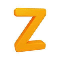 Orange alphabet letter z in 3d render