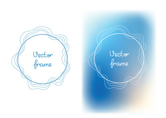Vector background and frame template with place for text in simple modern circle and waves style. Hand drawn line wedding invitations or greeting cards, social media wallpaper.