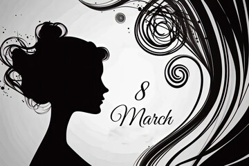 Womens day background with female silhouette, 8 March, generative ai