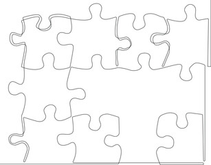 Jigsaw puzzle, growth ide, growth mind site, simple continuous line, minimalist jigsaw concept, design graphic, black and white design.