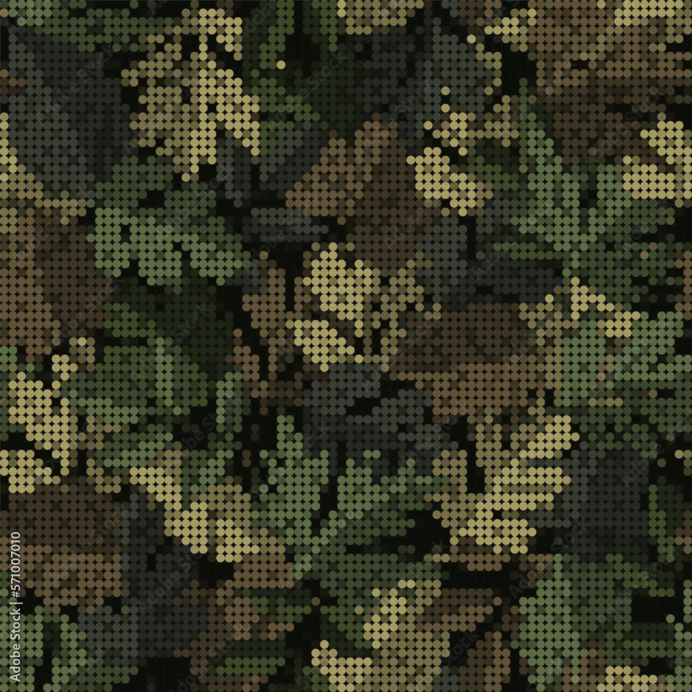Aufkleber camouflage green pattern with leaves. pixel retro effect. dense composition with overlapping element