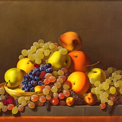 Still Life with Fruits, Generative AI Illustration