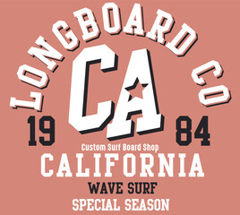 Varsity california surf Graphic. Summer Graphic.  