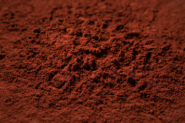 Tasy cocoa powder in a wooden background
