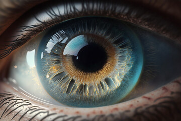 Closeup of eye with beautiful iris. generative AI
