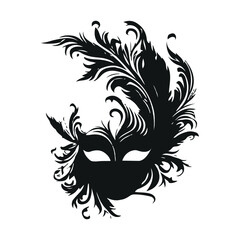 Black decorative carnival mask silhouette vector illustration
