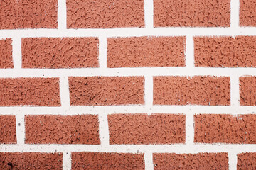 Red grunge brick wall, abstract background texture with old vintage style pattern