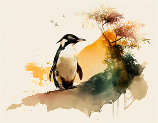 AI Generated, animals chinese zodiac (with others) in the way of chinese painting.