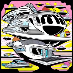 The cruise cabin of the spaceship. Pop art retro vector illustration cartoon kitsch drawing - generative ai