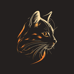 Cat Head Kitten Symbol - Gaming Cat Logo Elegant Element for Brand - Abstract Icon Symbols