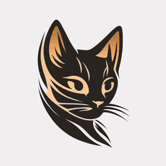 Fototapeta na wymiar Cat Head Kitten Symbol - Gaming Cat Logo Elegant Element for Brand - Abstract Icon Symbols