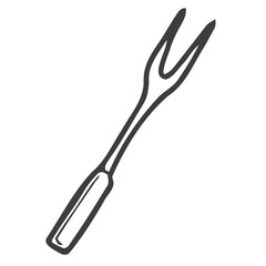 Bbq fork doodle icon vector hand drawing. Barbecue concept