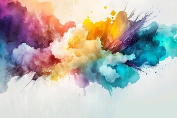 Speckles of aquarelle, Vibrant watercolor hues. White background. ai generated.