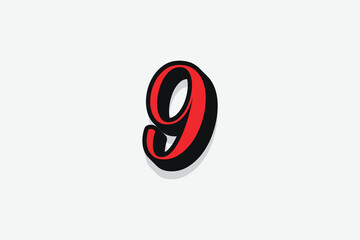 Attractive 3d Number 9 vector