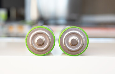 Background of large LR20 batteries for devices. Alkaline batteries