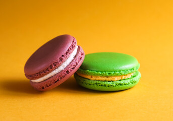 Cookies Macaron. French confection made from egg whites, sugar and ground almonds. Shallow depth of field