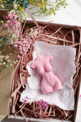 Soy Wax Candle in a Box, Woman Torso Handmade Candle