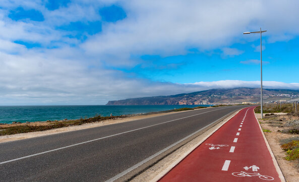 portuguese beautiful coastal roads and cyclist lane