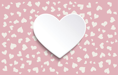 colored spots and heart on white background - minimal scene with hearts shapes.