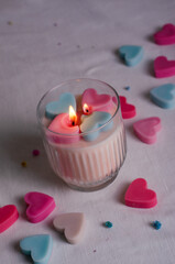 Soy Candle, Heart Shaped Handmade Scented Candle in a Glass
