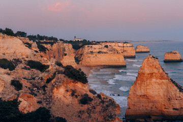 s Sunset View of Marinha Beach in Algarve, Portugal 