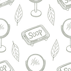 vector seamless pettern with personal care items