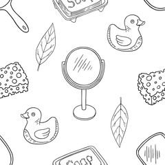 vector seamless pettern with personal care items