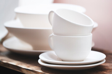 White tea set, White porcelain tea cup