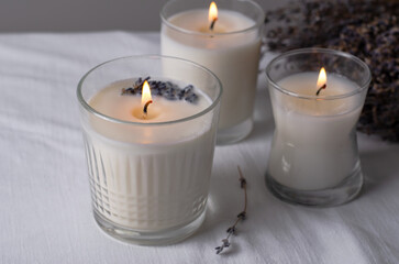 Soy Candle, Handmade Scented Candles with Lavender in Glass