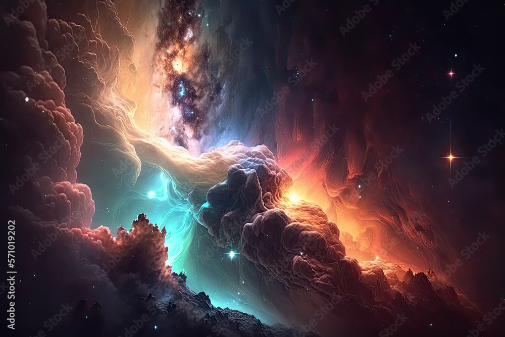 Canvas Prints colorful view of the universe, nebula and milky way. generative ai