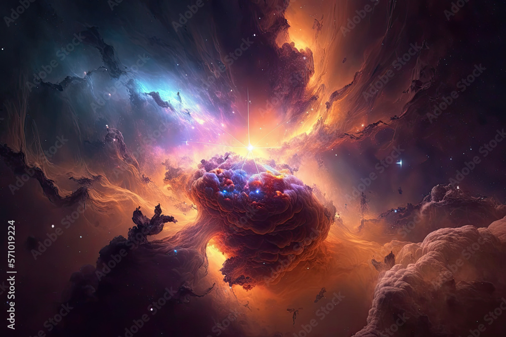 Canvas Prints colorful view of the universe, nebula and milky way. generative ai