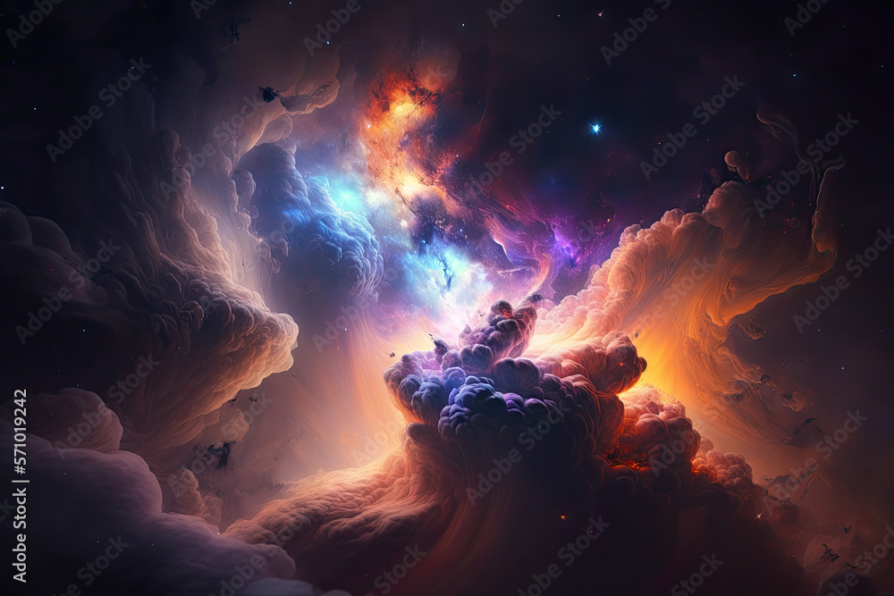 Canvas Prints colorful view of the universe, nebula and milky way. generative ai