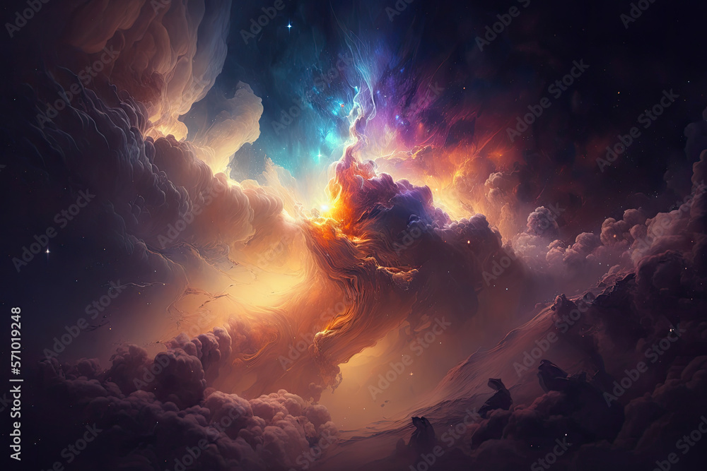 Canvas Prints colorful view of the universe, nebula and milky way. generative ai