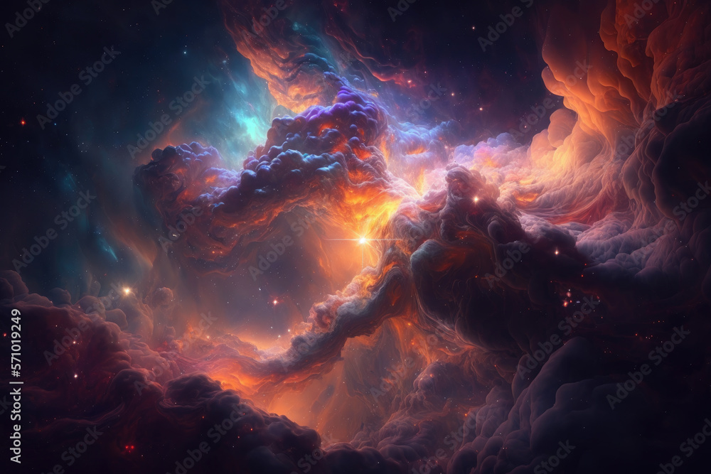 Canvas Prints colorful view of the universe, nebula and milky way. generative ai