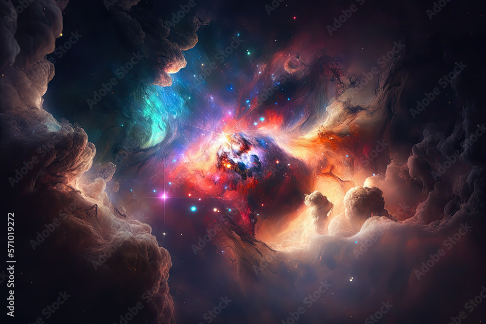 Canvas Prints colorful view of the universe, nebula and milky way. generative ai