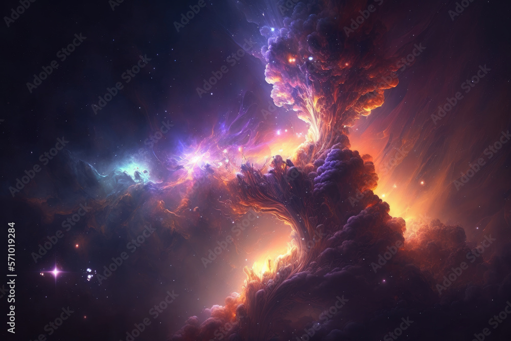 Canvas Prints colorful view of the universe, nebula and milky way. generative ai