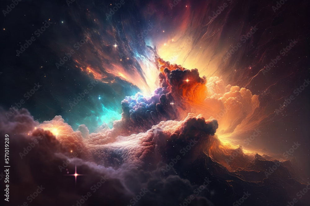 Canvas Prints colorful view of the universe, nebula and milky way. generative ai