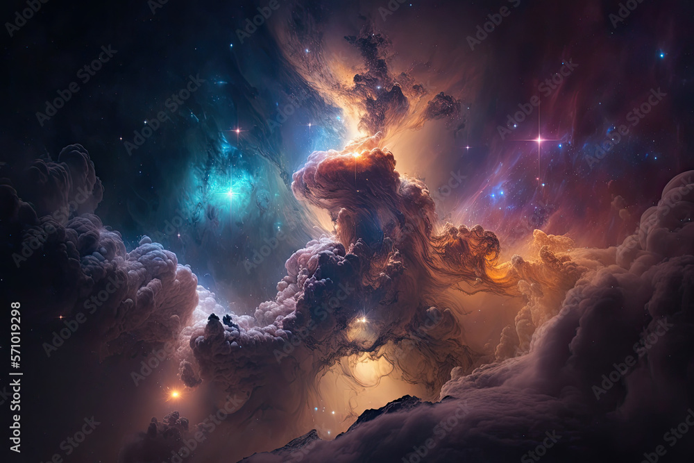 Canvas Prints colorful view of the universe, nebula and milky way. generative ai