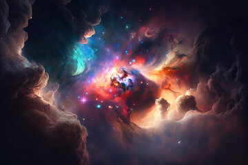 Fototapeta na wymiar Colorful view of the universe, nebula and milky way. Generative AI