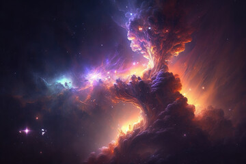 Obraz na płótnie Canvas Colorful view of the universe, nebula and milky way. Generative AI