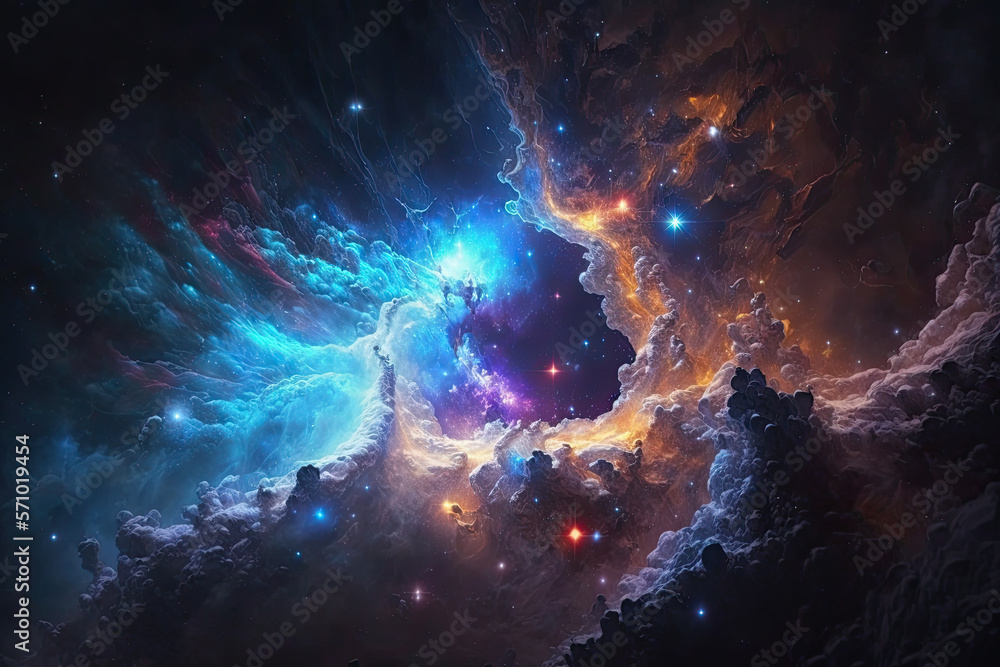 Canvas Prints colorful view of the universe, nebula and milky way. generative ai