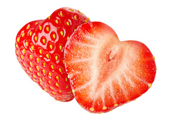 Heart-shaped strawberry halves cut out - Powered by Adobe
