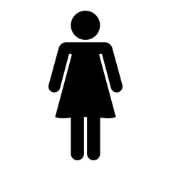 Female icon. Girl WC symbol. Lady toilet sign. Woman user avatar. Flat icon isolated on white background. Vector element