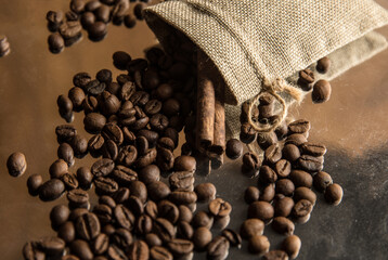 Coffee beans in a small bag