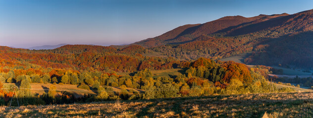 Autumn landscape in the Bieszczady mountains
