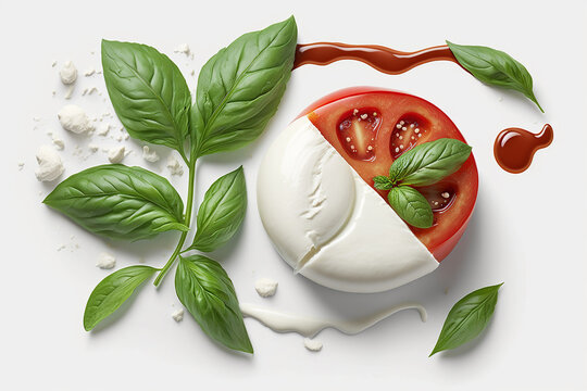Caprese - tomato and mozarella -  on white background. generative AI