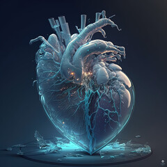Realistic human ice heart, AI generated