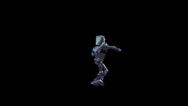 Robot Dance Loop 3D Animation With Alpha Video