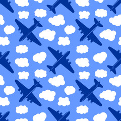 Airplane seamless pattern. Vector illustration