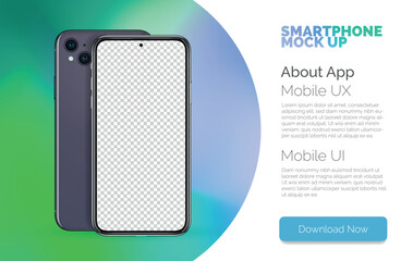 Smart phone isolated on white concept with blank transparent screen. High detailed 3d vector smartphone in front and back view to show your app ui design. Realistic cell phone mockup for presentation